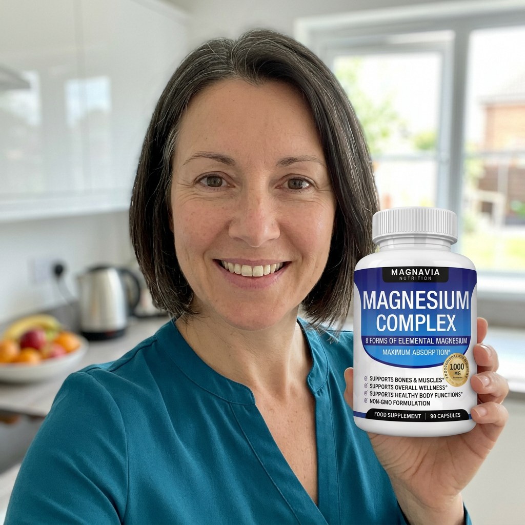 Dawn, 49 — holding Magnavia at home